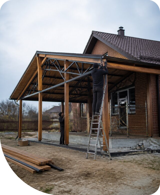 Пристройка навеса к дому и участку в Каменске-Шахтинском под ключ