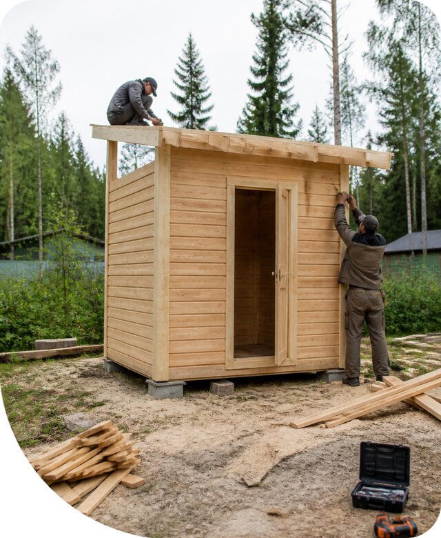 Строительство туалета с душем под ключ на участке в Каменске-Шахтинском